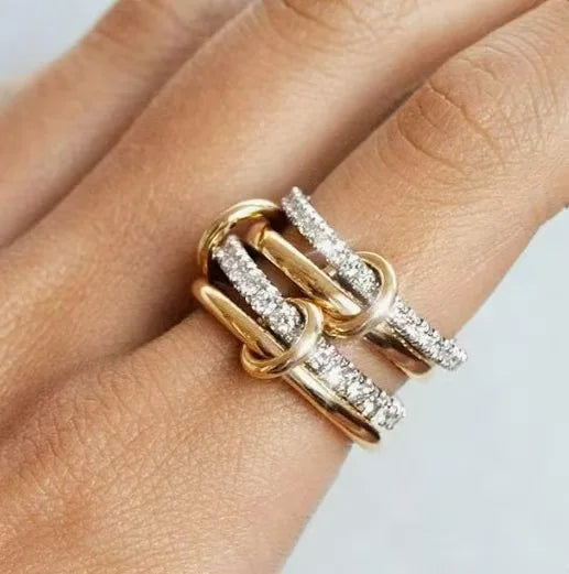 Cubic Zirconia Interlocking Ring