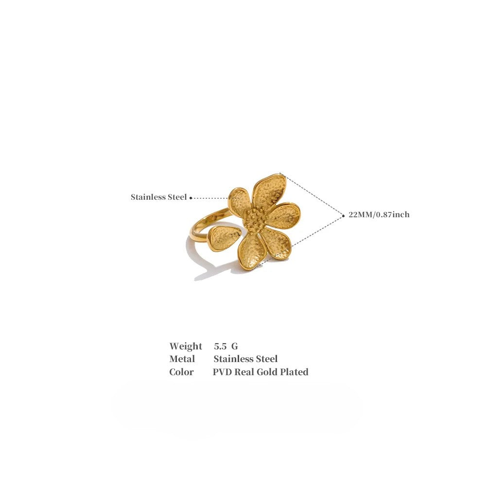 Emmie Missing-Petal Flower Cuff Ring