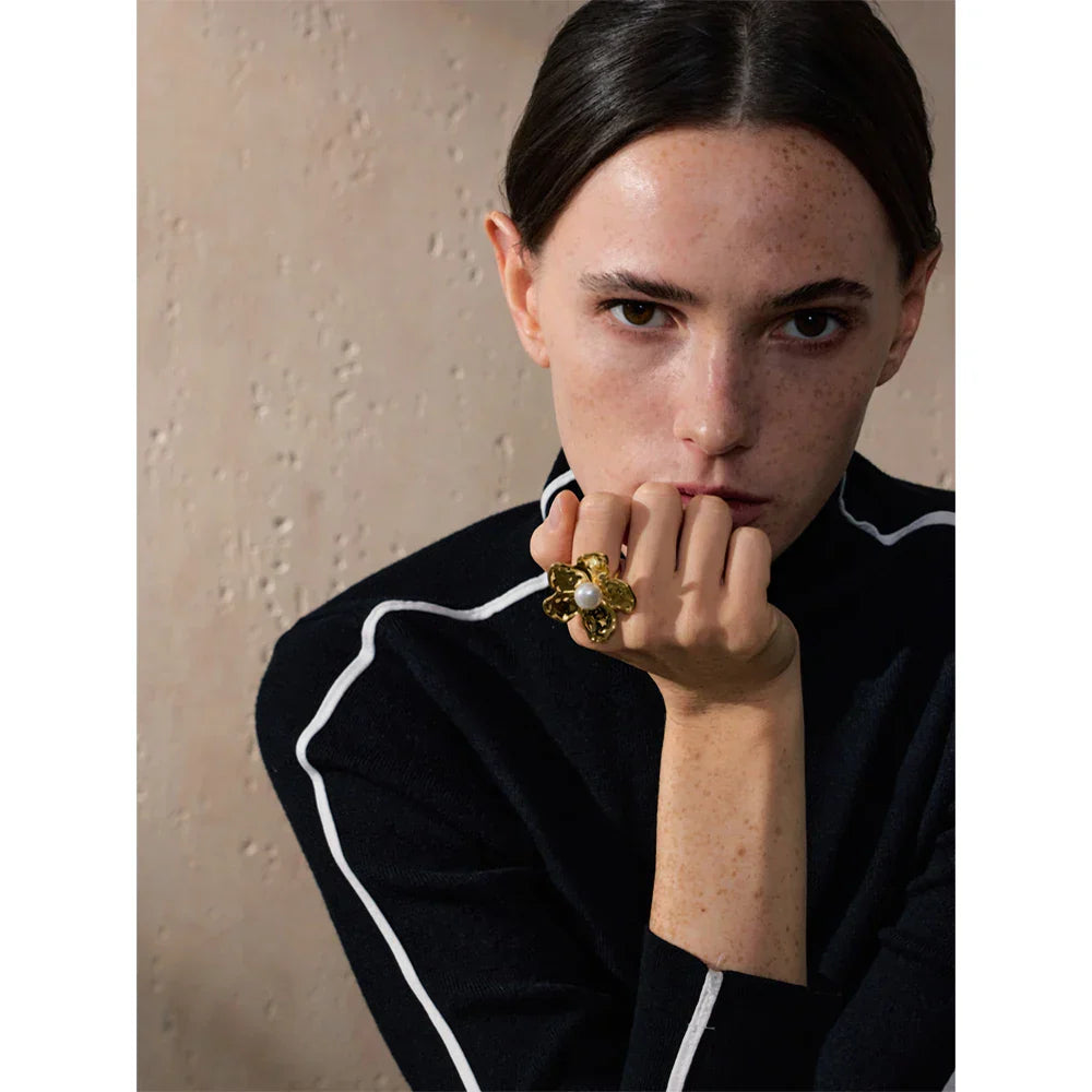 Marie Flower Pearl Ring