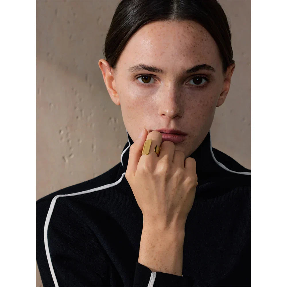 Ines Geometric Wide Cuff Ring
