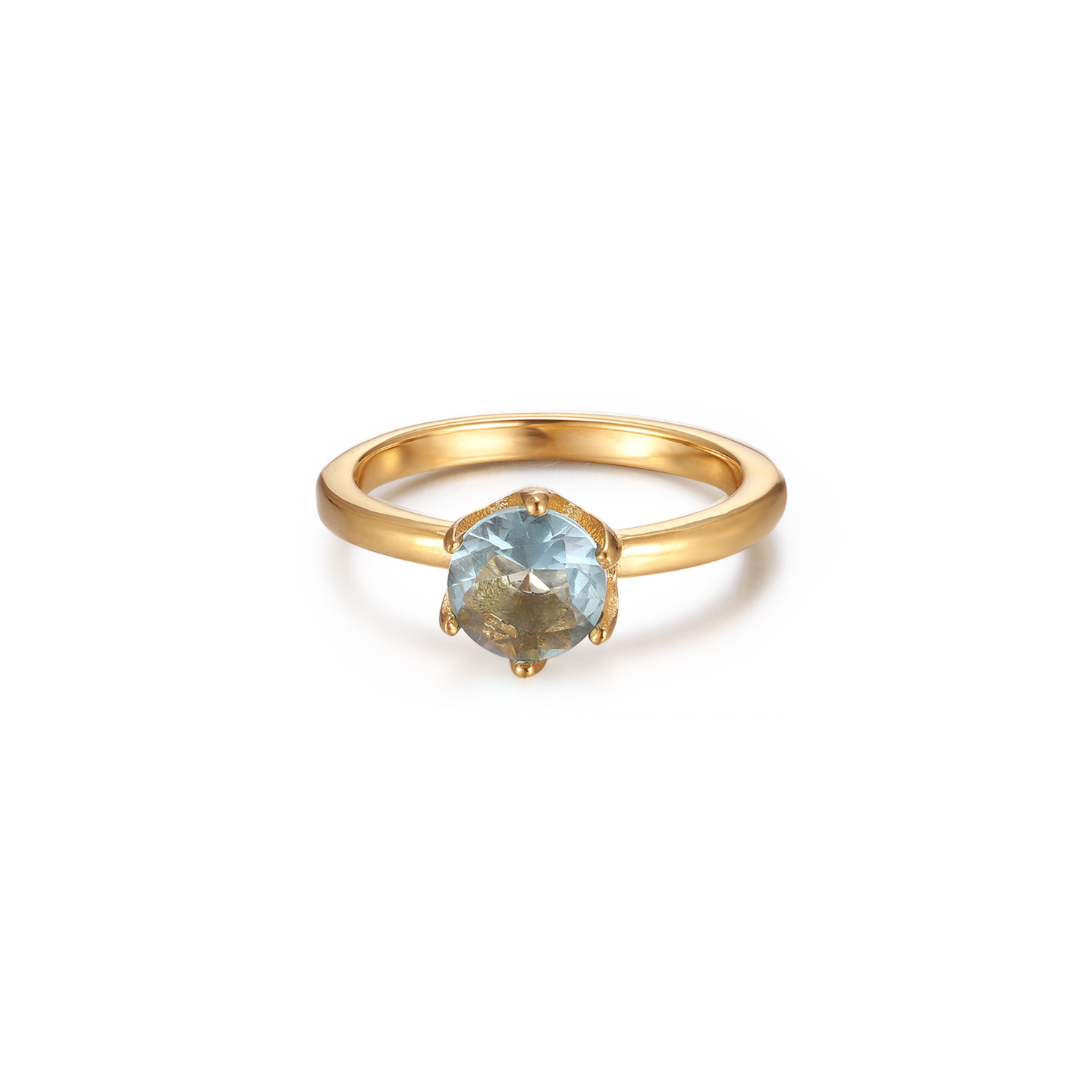 Dainty Gold-Plated Ring with Green Gemstone