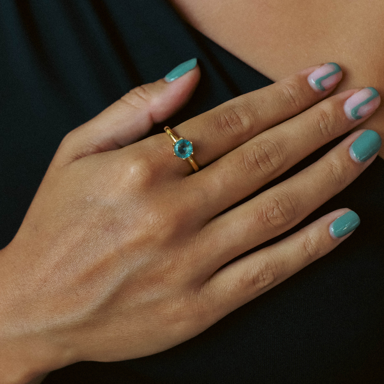 Dainty Gold-Plated Ring with Green Gemstone