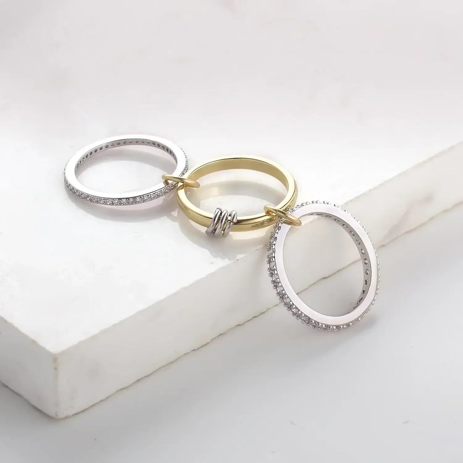 Cubic Zirconia Interlocking Ring