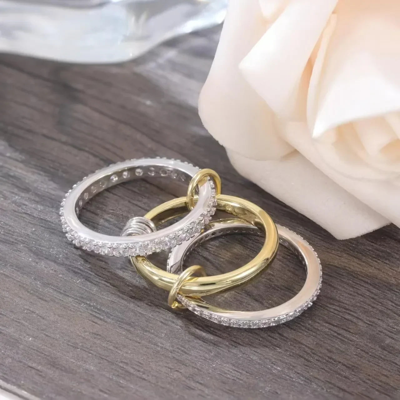 Cubic Zirconia Interlocking Ring