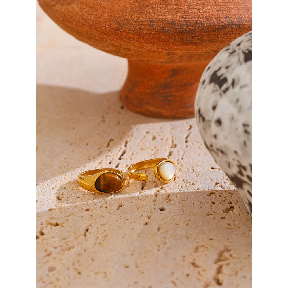 Carina Natural Stone Open Cuff Ring