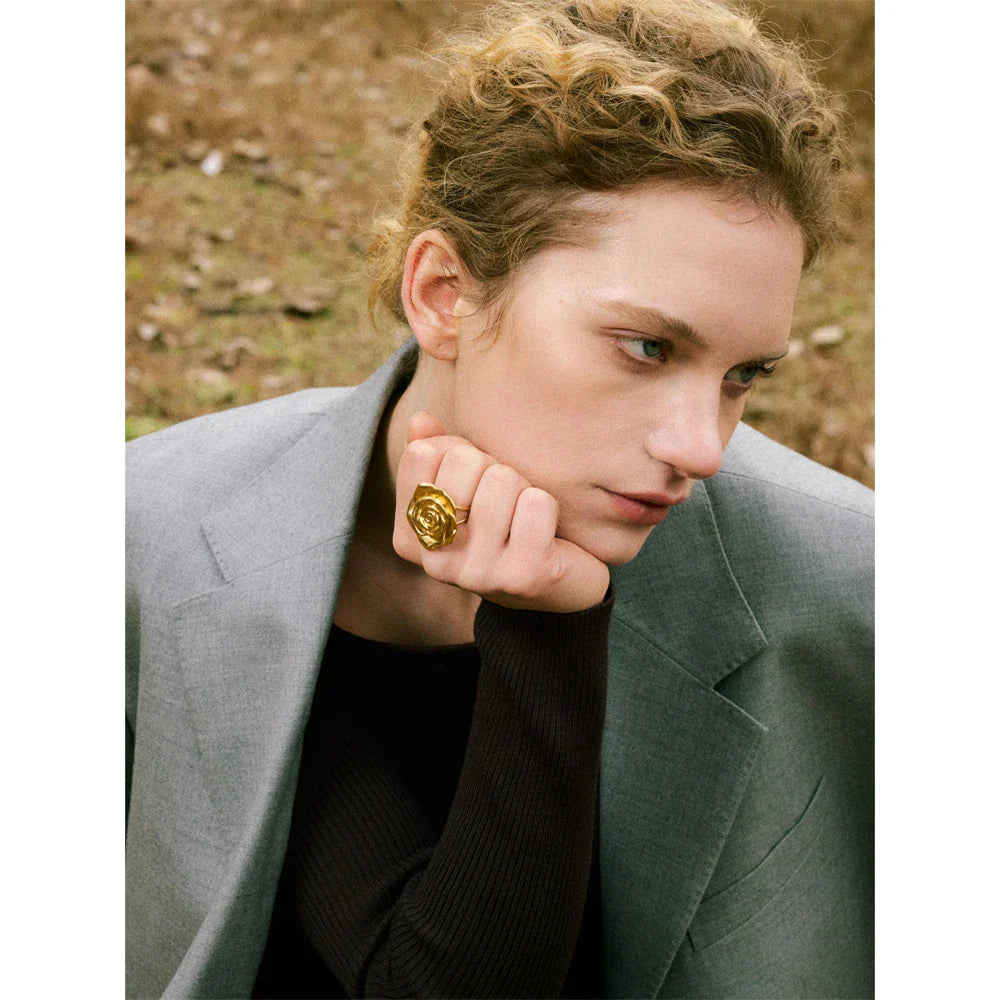 Drew Rose Flower Cuff Ring