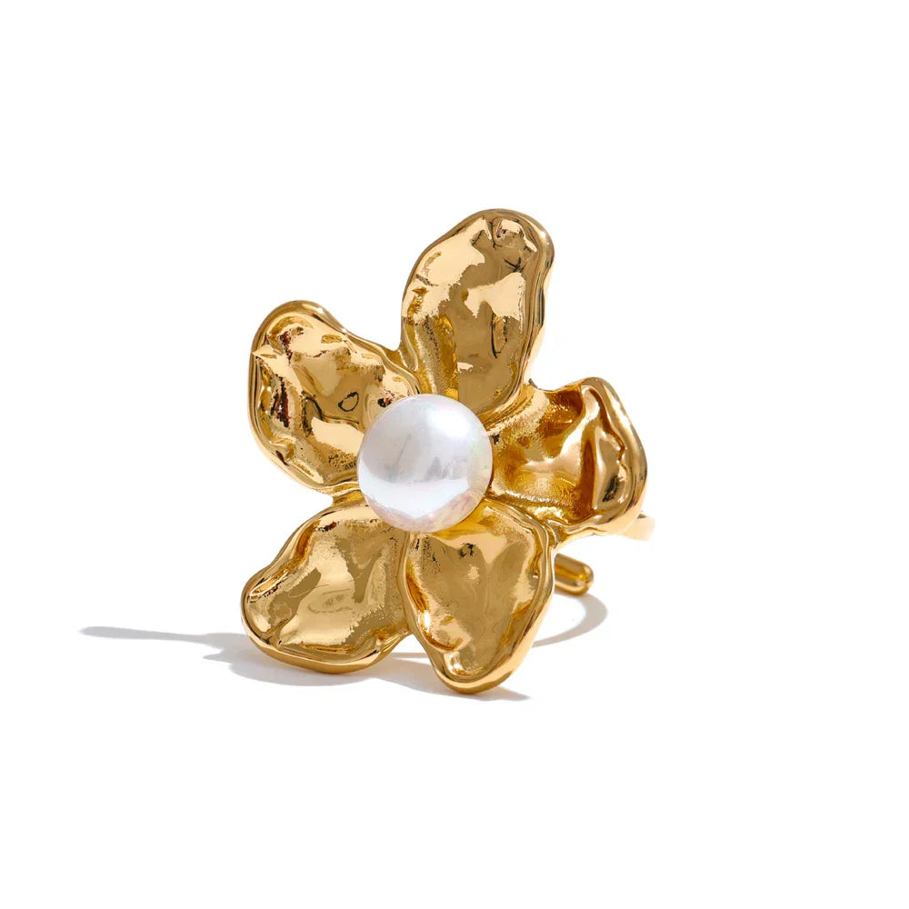 Marie Flower Pearl Ring