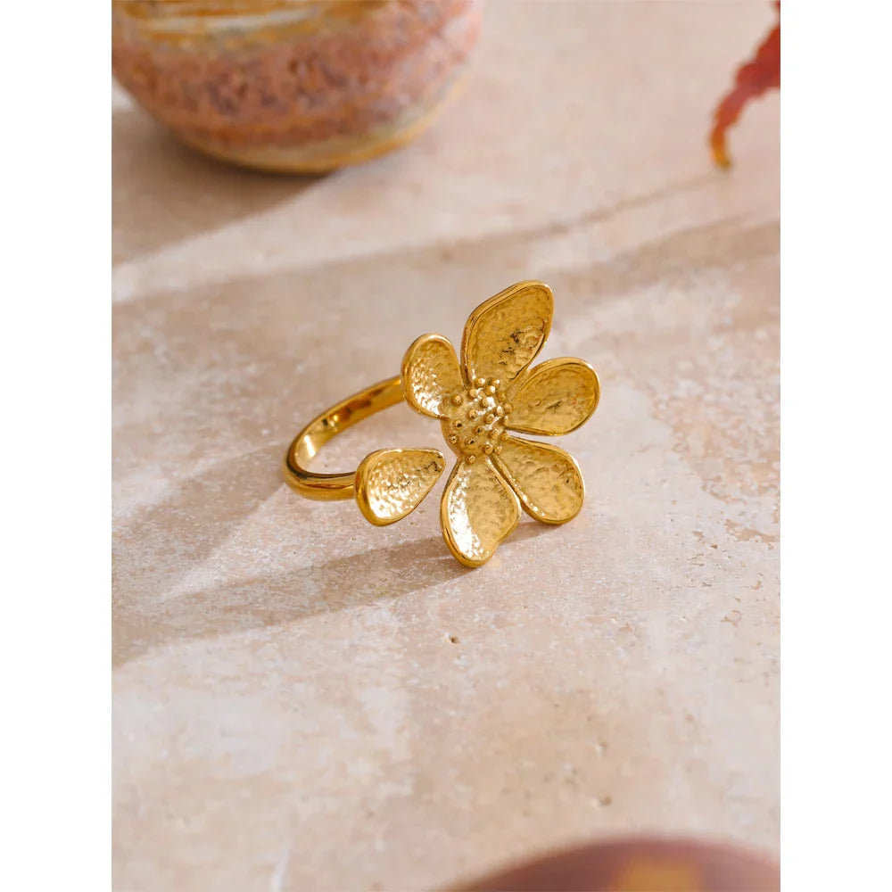 Emmie Missing-Petal Flower Cuff Ring