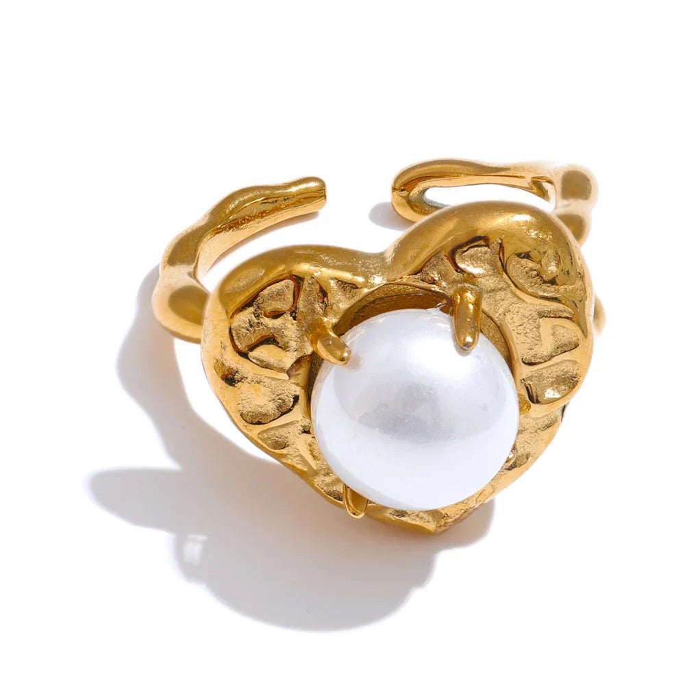 Bianca Heart Pearl Ring