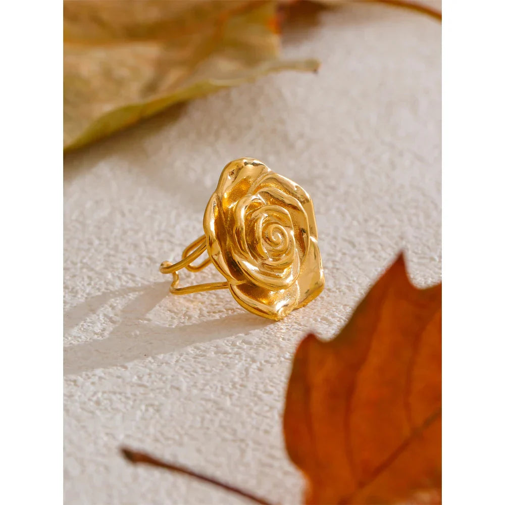 Drew Rose Flower Cuff Ring