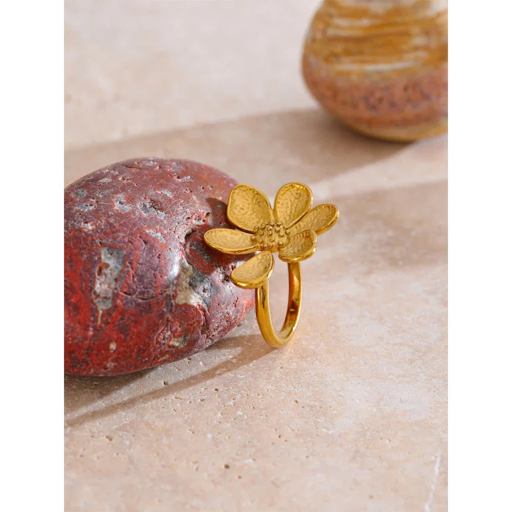 Emmie Missing-Petal Flower Cuff Ring