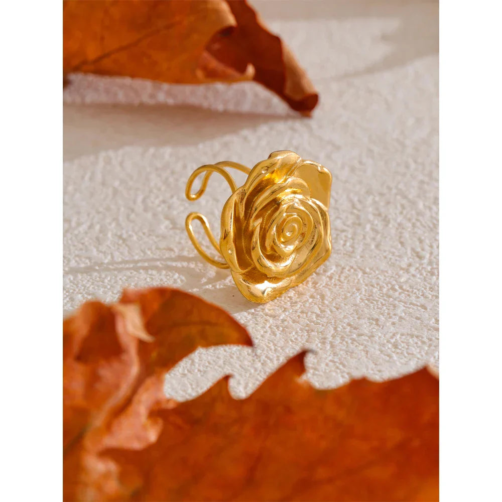 Drew Rose Flower Cuff Ring