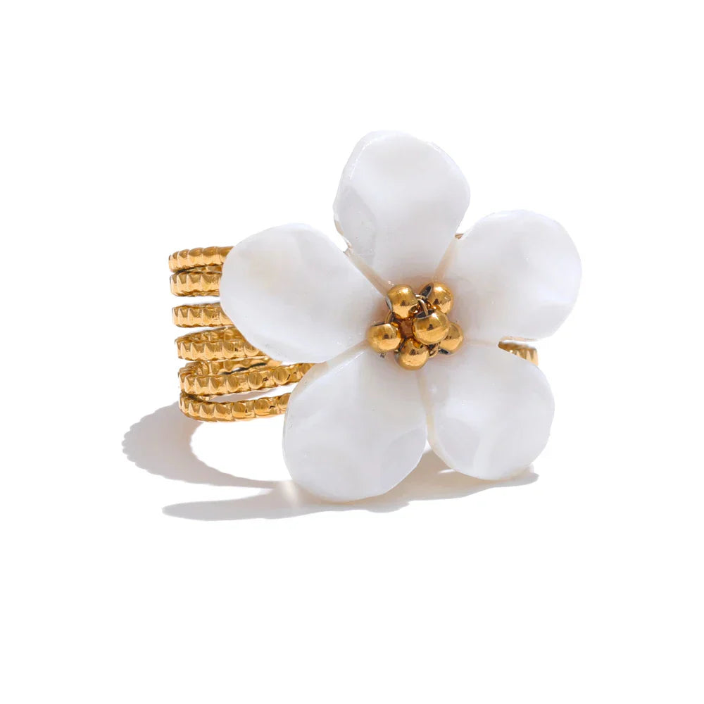 Penelope White Flower Ring