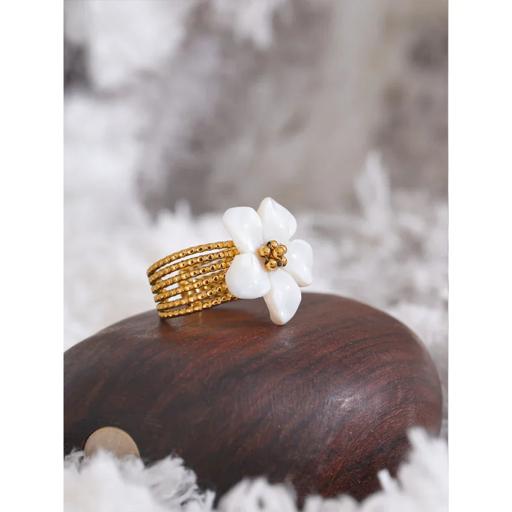 Penelope White Flower Ring