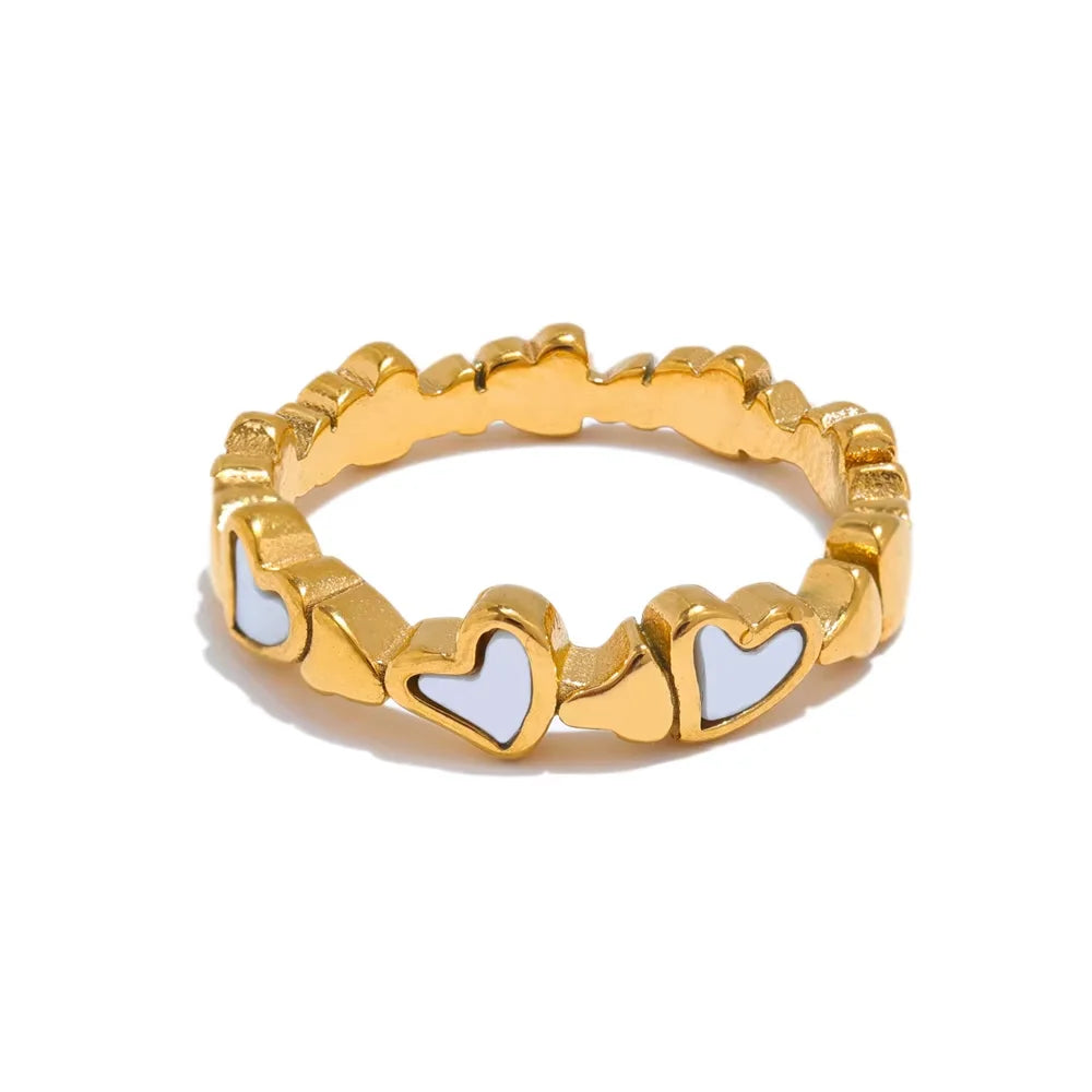 Raina Natural Shell Gold Heart Ring