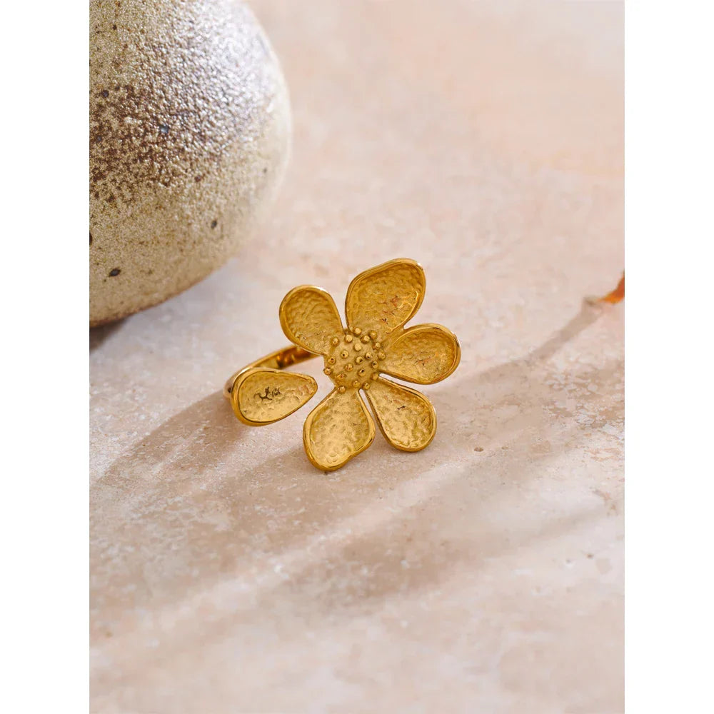 Emmie Missing-Petal Flower Cuff Ring
