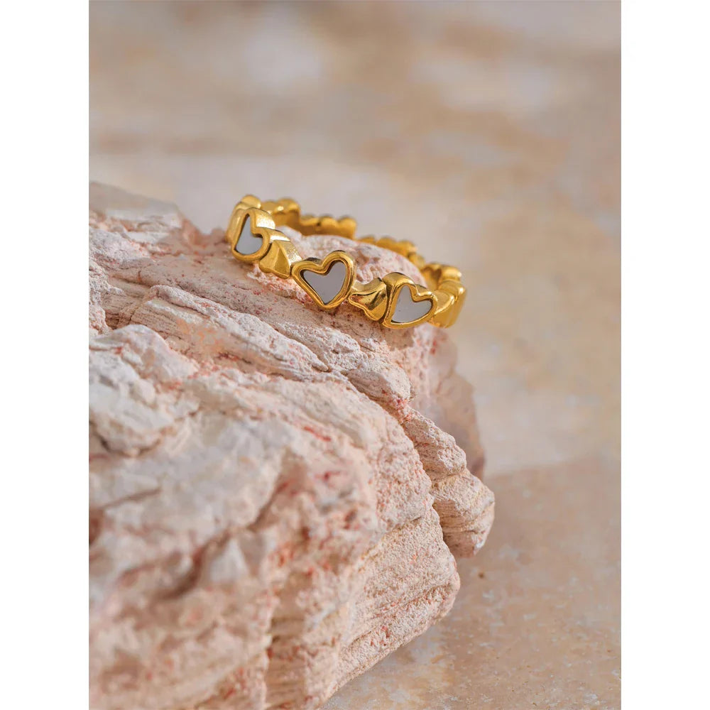 Raina Natural Shell Gold Heart Ring