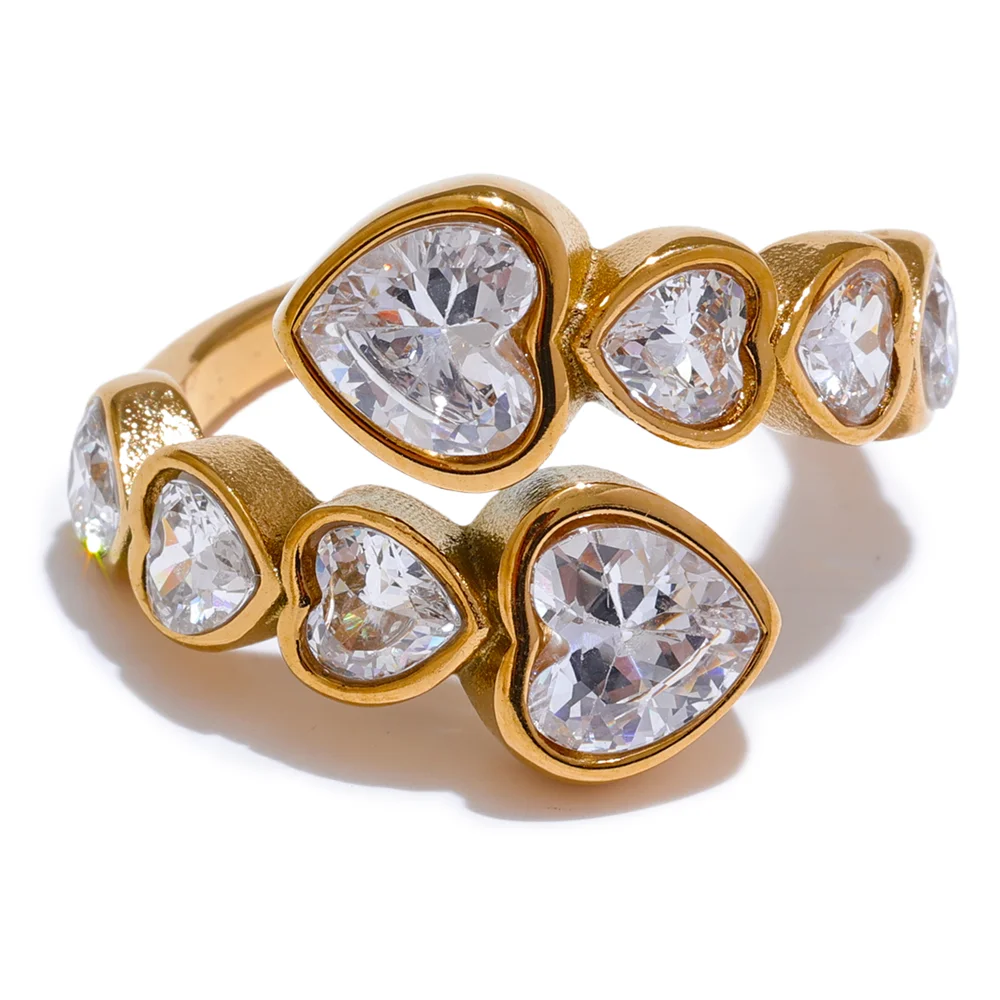 Veronique Studded Hearts Ring