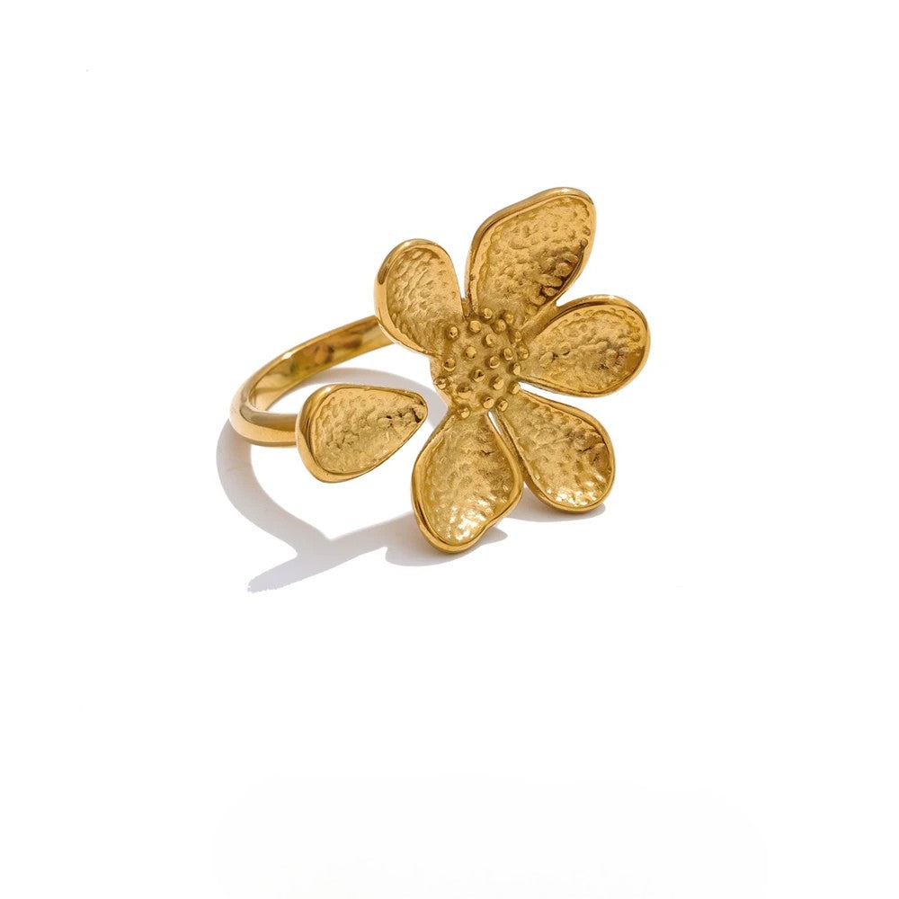 Emmie Missing-Petal Flower Cuff Ring