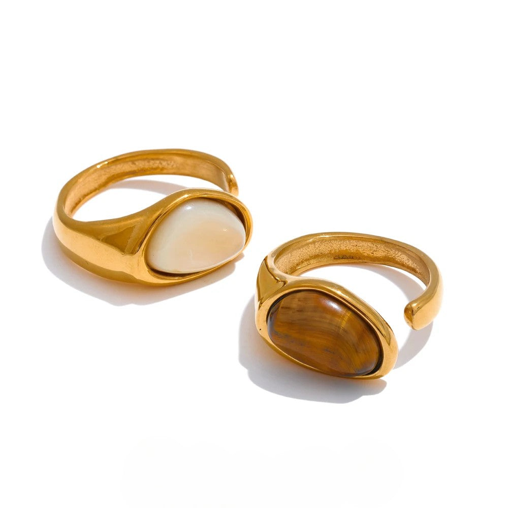 Carina Natural Stone Open Cuff Ring